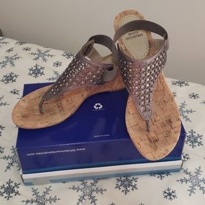 WHITE MOUNTAIN SILVER RHINESTONE SANDALS